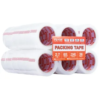 Vevor 36x Packband, 47,8mmx59,436m Paketklebeband, Klebeband transparent 0,068mm