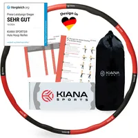 KIANA SPORTS® Hula Hoop Reifen Erwachsene inkl. Tasche und Übungsplan [1,2 kg] - Stabiler Hoola Hoop aus Deutscher Entwicklung - Hullahub Reifen zum Abnehmen - Gymnastikreifen im Wellendesign