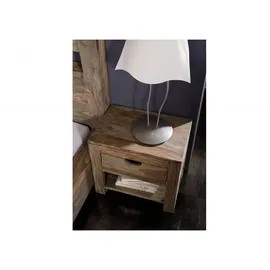 Massivmoebel24 Nachtschrank Sheesham 50 x 35 x 45 cm Grau