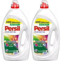 Persil Color Kraft-Gel (2 x 100 Waschladungen), Flüssigwaschmittel mit Tiefenrein Technologie, Colorwaschmittel für reine Wäsche und hygienische Frische für die Maschine, wirksam ab 20 °C