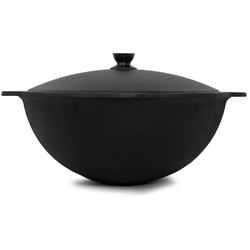 4BIG.fun Grilltopf NAMANGAN 16L Grilltopf WOK Uzbek Kasan Feuertopf, Gusseisen (Gusseisener Kasan mit Deckel) schwarz