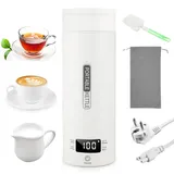 MINI Elektrische Reise Wasserkocher für Unterwegs,500ML Edelstahl Reise Wasserkocher Tragbarer,220V/300W Portable Kettle Mobile, mit Automatischer Abschaltung/Temperatureinstellung, für Tee, Kaffee