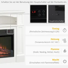 Homcom Standkamin Elektrokamin 1800 W Weiß