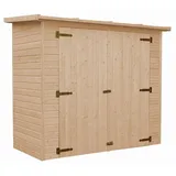 TIMBELA Gartenhaus, Beige, Holz 223x194x101 cm, Aufbewahrung - Schutzhüllen, Geräteschuppen