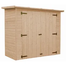 TIMBELA Gartenhaus, Beige, Holz 223x194x101 cm, Aufbewahrung - Schutzhüllen, Geräteschuppen