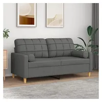 VidaXL 2-Sitzer-Sofa mit Zierkissen Dunkelgrau 140 cm Stoff