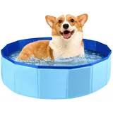 Hundepool, Faltbarer Haustier-Schwimmbecken, 80 x 20 cm Hunde-Schwimmbad, Blau, tragbare PVC-große Hundebadewanne, tragbare Hundebadewanne, Schwimmbad für drinnen und draußen