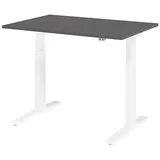 HAMMERBACHER XMKA12 elektrisch höhenverstellbarer Schreibtisch grafit rechteckig, C-Fuß-Gestell weiß 120,0 x 80,0 cm