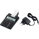 CASIO Druckender Tischrechner HR-150RCE, 12-stellig, 2-Farbdruck, Nachträglicher Druck, Gesamtsummen-Speicher & AD-A60024 Netzadapter für druckende Tischrechner HR-Serie, schwarz