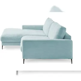 KAWOLA Ecksofa Cara Cord Recamiere links hellblau