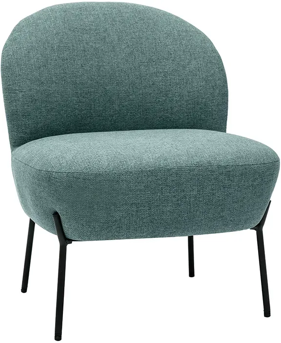 Fauteuil en tissu vert de gris et métal noir BELEY