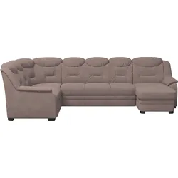 Wohnlandschaft COTTA "Marcus U-Form", braun (mud), B:330cm H:99cm T:211cm, 100% Polyester, Sofas, Bequeme Wohnlandschaft in klassischem Design mit hoher Rückenlehne