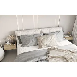 komto Wandregal mit Schublade Honing Eiche - Nachttisch Hängend 2er Set Nachttisch Wandmontage Wandschublade Nachtschrank Hängend | Monaco 46 x 30 x 15 cm