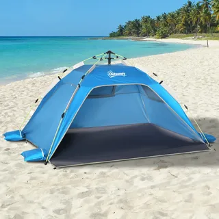 Outsunny Strandmuschel Pop Up Strandzelt für 1-2 Personen mit Sonnenschutz