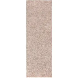 Carpet City Shaggy Hochflor Teppich - Läufer 80x300 cm - Sand-Beige - Langflor Flurteppich - Einfarbig Uni Modern - Flauschig-Weiche Teppiche Schlafzimmer Deko