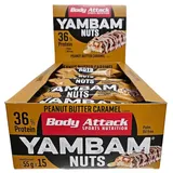 Body Attack Yambam Nuts, 15 x 55 g Riegel, Peanut Butter Caramel