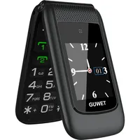 Guwet Seniorenhandy Klapphandy ohne Vertrag,Dual SIM 2G GSM mit SOS-Notruftaste,Rentner Handy Großen Tasten mit 1600mAh Akku,USB-C,2.4"+1.77" Dual Display,Schwarz