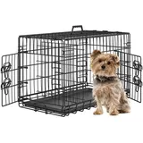 Yaheetech Hundekäfig klappbar mit 2 Türen, Hundebox für zuhause mit Trennwand, Hundetransportkäfig mit ausziehbare Kunststoffschale, 75 x 44 x 50 cm 44 cm x 50.5 cm