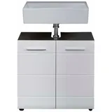 Furn.Design Waschbeckenunterschrank Lemos (Badschrank in weiß Hochglanz und Rauchsilber grau, Breite 60 cm) 2-türig weiß