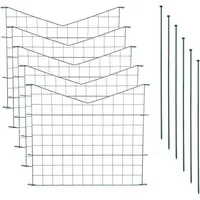 Teichzaun Unterbogen Gitter spitz 11tlg Set Steckzaun Metall grün 5 Zaunelemente