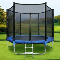 HomeMiYN Trampolin Ø 183/244/305/366cm Gartentrampolin mit Sicherheitsnetz, mit Leiterkombination, UV-beständig wasserdichtes Outdoor-Trampolin für Kinder und Familien