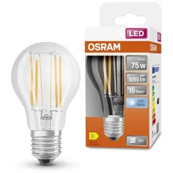 OSRAM E27 LED Filament Glühbirne klar 8W wie 75W neutralweißes Licht - gute Raumausleuchtung