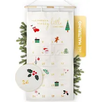 AMARI ® 052 Adventskalender zum Befüllen - Wandkalender mit 24 Fächern zum Basteln für Weihnachten - Adventskalender zum Aufhängen Stoff - Wei...