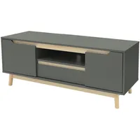 ML-Design TV-Schrank 120x40x46cm Grün-Natur mit 2 Türen für Fernseher