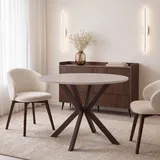 WFL GROUP Valio Ø 90 cm ausziehbar 130 cm beige/grau