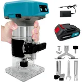 Teetok - Oberfräsen, Kabelloses Bürstenloses Kompakt-oberfräsenwerkzeug, 850 W Holz-handflächen-oberfräse, Hand-holztrimmer-oberfräse 1/4' Spannzange 6-gang +1 3,0 A Akku +ladegerät, Kompatibel Mit Makita-akku