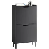 SoBuy Schuhschrank Schwarz Holzwerkstoff, Metall, 50x91x19 cm, Garderobe, Schuhaufbewahrung, Schuhkipper