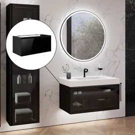 Neoro n80 fumo Unterschrank B: 100 cm mit 1 Auszug, mit Parsolglasfront auf Aluminiumrahmen, BN0433SG,