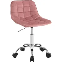 Woltu Bürohocker mit Rollen, ergonomisch, Drehstuhl Samt, Rosa