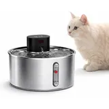HOMELODY Katzenbrunnen Kabellos Edelstahl 3,2L Trinkbrunnen Katze mit Akku bis 120 Tage Sensorbetrieb Leise Automatischer Katzenbrunnen mit 5-Fach Filtersystem für Katzen und Hunde