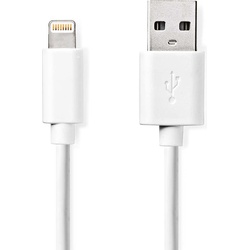 Nedis Lightning Kabel USB 2.0 Apple Lightning 8-Pin USB-A Stecker 480 Mbps Vernickelt 2. (2 m, USB 2.0), USB Kabel