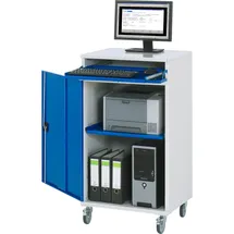 Rau Computerschrank Stahl 65 cm lichtgrau/blau abschließbar fahrbar