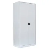 Flügeltürenschrank komplett montiert grau 195x92,5x50cm (HxBxT) Metallschrank abschließbar 4 Fachböden Lagerschrank Aktenschrank Büroschrank Werkzeugschrank 530350