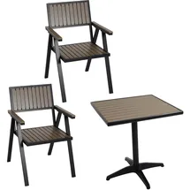 MCW Gartenstuhl+Gartentisch 2er Set Schwarz/Grau