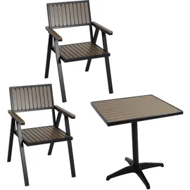 MCW Gartenstuhl+Gartentisch 2er Set Schwarz/Grau