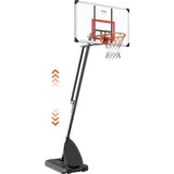 Vevor Basketballkorb Outdoor Basketballkorb mit Ständer 232–305 cm Höhenverstellbar, Φ 483 mm Basketballständer mit Rädern, Basketball-Set für Kinder & Erwachsene Ständer & Befüllbarer Basis Schwarz