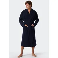 SCHIESSER Herrenbademantel Feather Terry, Langform, Baumwoll-Mix, Schalkragen, Gürtel, Bindegürtel, Seitentaschen blau XL