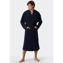 SCHIESSER Herrenbademantel Feather Terry, Langform, Baumwoll-Mix, Schalkragen, Gürtel, Bindegürtel, Seitentaschen blau XL