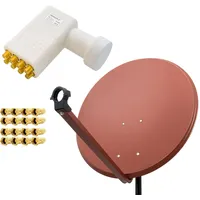 PremiumX Satelliten-Komplettanlage 80cm Satellitenschüssel Ziegelrot TV Satellitenantenne Octo LNB