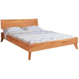 Main Möbel Doppelbett AKTON 4 mit Holzkufen - Wildeiche oder Kernbuche massiv-Kernbuche-180 x 200 cm