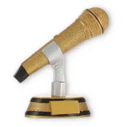 Pokal Resinfigur Mikrofon gold 17,5cm