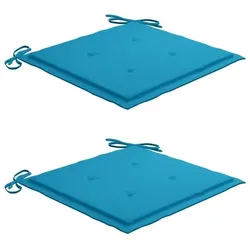 vidaXL Gartenstühle 2 Stk. mit Blauen Kissen Teak Massivholz