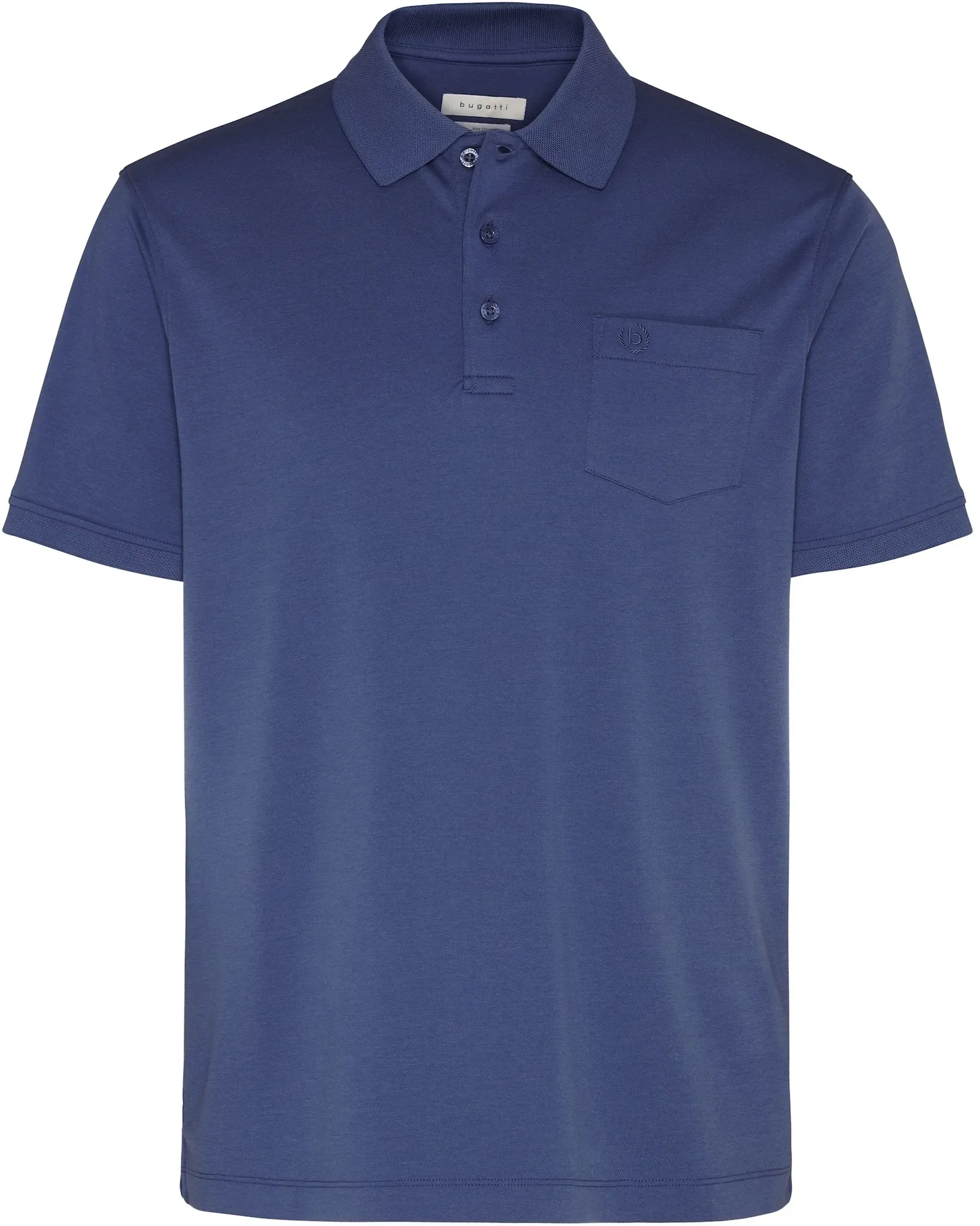 Poloshirt BUGATTI, Herren, Gr. XXL, blau (370, blau), 50% Baumwolle, 50% Polyester, unifarben, normal, ohne Ausschnitt, Shirts, Modern Fit aus einem Baumwollmix