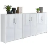 BMG Möbel Aktenschrank Office Edition Set 99 (Schrank-Set, 3 teilig bestehend aus 3x Aktenschrank) abschließbar, Fronten Hochglanz lackiert oder Matt, Made in Germany weiß