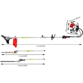 Startech 4In1 Benzin-Multitool, Rucksack-Freischneider/Trimmer/Heckenschere, 52 ccm 2-Takt Benzin Motorsense, 4 in 1 Multitool Freischneider Trimmer Set Luftgekühltes Kühlsystem Heckenschere