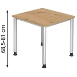 Hammerbacher Schreibtisch 80x80cm asteiche/silber, VHS08/R/S Fü.si